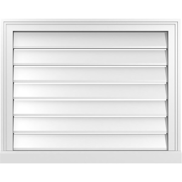 Ekena Millwork Vertical Surface Mount PVC Gable Vent: Functional, w/ 2"W x 2"P Brickmould Sill Frame, 30"W x 24"H - GVPVE30X2403SF