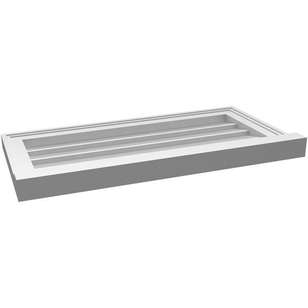 Ekena Millwork Vertical Surface Mount PVC Gable Vent w/ 2"W x 2"H , Brickmould Sill Frame, 28"W x 14"H - GVPVE28X1403SN