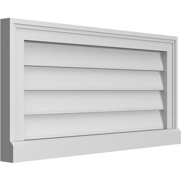 Ekena Millwork Vertical Surface Mount PVC Gable Vent w/ 2"W x 2"H , Brickmould Sill Frame, 28"W x 14"H - GVPVE28X1403SN