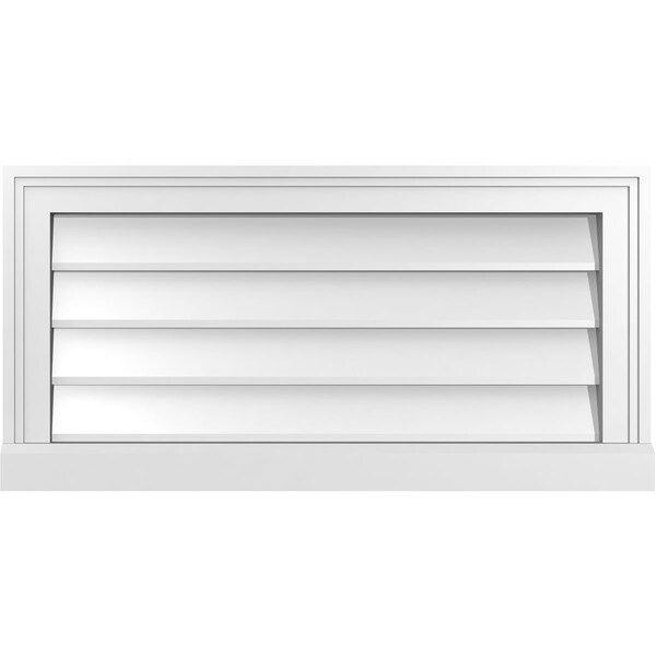 Ekena Millwork Vertical Surface Mount PVC Gable Vent w/ 2"W x 2"H , Brickmould Sill Frame, 28"W x 14"H - GVPVE28X1403SN