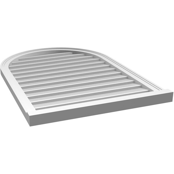 Ekena Millwork Round Top Surface Mount PVC Gable Vent w/ 2"W x 2"P Brickmould Sill Frame, 28"W x 40"H - GVPRT28X4003SN
