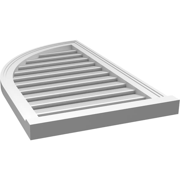 Ekena Millwork Quarter Round Top Left Surface Mount PVC Gable Vent w/ 2"W x 2"P Brickmould Sill Frame, 20"W x 34"H - GVPQL20X3403SF