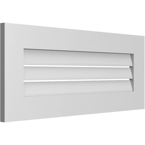 Ekena Millwork Vertical Surface Mount PVC Gable Vent: Functional, w/ 3-1/2"W x 1"P Standard Frame, 34"W x 14"H - GVPVE34X1401SF