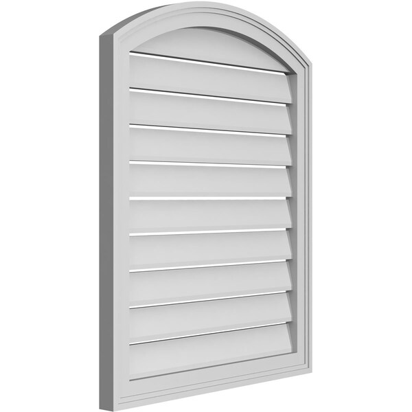 Ekena Millwork Arch Top Surface Mount PVC Gable Vent: Non-Functional, w/2"W x 1-1/2"P Brickmould Frame, 26"W x 30"H - GVPAR26X3002SN