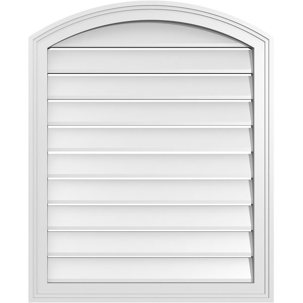 Ekena Millwork Arch Top Surface Mount PVC Gable Vent: Non-Functional, w/2"W x 1-1/2"P Brickmould Frame, 26"W x 30"H - GVPAR26X3002SN