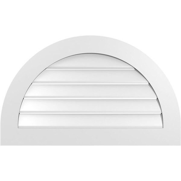 Ekena Millwork Round Top Surface Mount PVC Gable Vent: Functional, w/ 3-1/2"W x 1"P Standard Frame, 36"W x 22"H - GVPRT36X2201SF