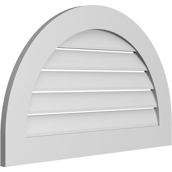 Ekena Millwork Round Top Surface Mount PVC Gable Vent: Functional, w/ 3-1/2"W x 1"P Standard Frame, 36"W x 22"H - GVPRT36X2201SF