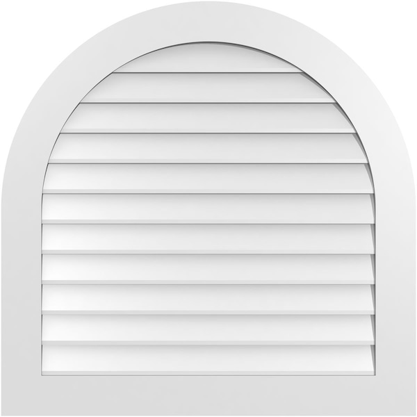 Ekena Millwork Round Top Surface Mount PVC Gable Vent: Non-Functional, w/ 3-1/2"W x 1"P Standard Frame, 36"W x 36"H - GVPRT36X3601SN