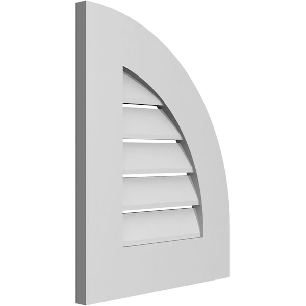 Ekena Millwork Quarter Round Top Right Surface Mount PVC Gable Vent w/ 3-1/2"W x 1"P Standard Frame, 16"W x 20"H - GVPQR16X2001SF