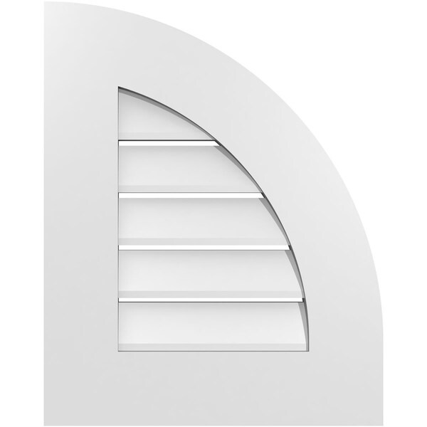 Ekena Millwork Quarter Round Top Right Surface Mount PVC Gable Vent w/ 3-1/2"W x 1"P Standard Frame, 16"W x 20"H - GVPQR16X2001SF