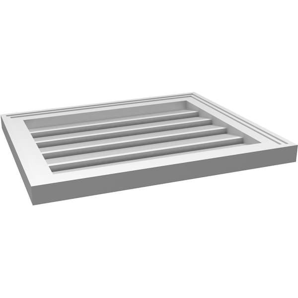 Ekena Millwork Vertical Surface Mount PVC Gable Vent: Functional, w/ 2"W x 1-1/2"P Brickmould Frame, 22"W x 18"H - GVPVE22X1802SF