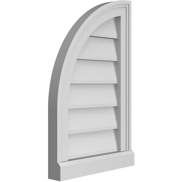Ekena Millwork Quarter Round Top Left Surface Mount PVC Gable Vent w/ 2"W x 2"P Brickmould Sill Frame, 14"W x 22"H - GVPQL14X2203SN