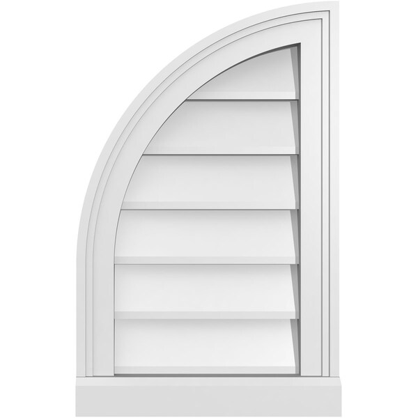 Ekena Millwork Quarter Round Top Left Surface Mount PVC Gable Vent w/ 2"W x 2"P Brickmould Sill Frame, 14"W x 22"H - GVPQL14X2203SN