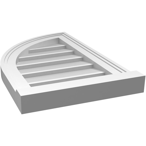 Ekena Millwork Quarter Round Top Left Surface Mount PVC Gable Vent w/ 2"W x 2"P Brickmould Sill Frame, 14"W x 22"H - GVPQL14X2203SN