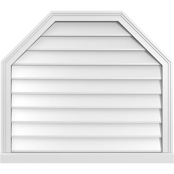Ekena Millwork Octagonal Top Surface Mount PVC Gable Vent w/ 2"W x 2"P Brickmould Sill Frame, 34"W x 30"H - GVPOT34X3003SN