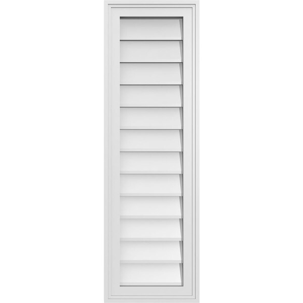 Ekena Millwork Vertical Surface Mount PVC Gable Vnt: Non-Functional, w/2"W x 1-1/2"H, Brickmould Frame, 12"W x 38"H - GVPVE12X3802SN
