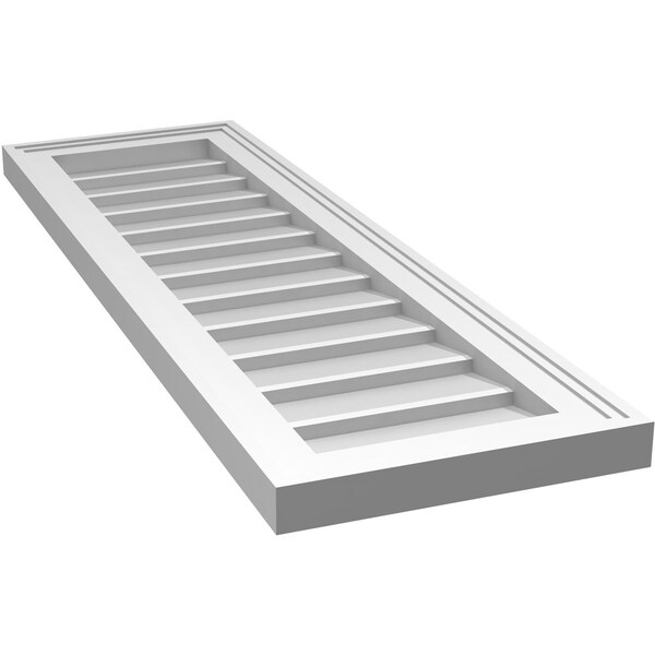 Ekena Millwork Vertical Surface Mount PVC Gable Vnt: Non-Functional, w/2"W x 1-1/2"H, Brickmould Frame, 12"W x 38"H - GVPVE12X3802SN