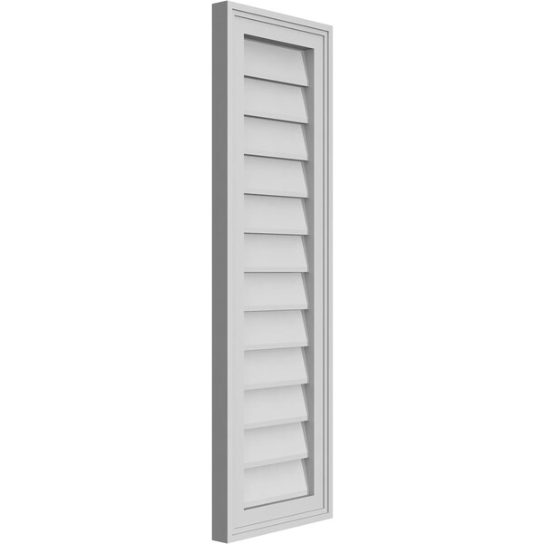 Ekena Millwork Vertical Surface Mount PVC Gable Vnt: Non-Functional, w/2"W x 1-1/2"H, Brickmould Frame, 12"W x 38"H - GVPVE12X3802SN