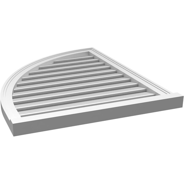 Ekena Millwork Quarter Round Top Left Surface Mount PVC Gable Vent w/ 2"W x 2"P Brickmould Sill Frame, 28"W x 34"H - GVPQL28X3403SF