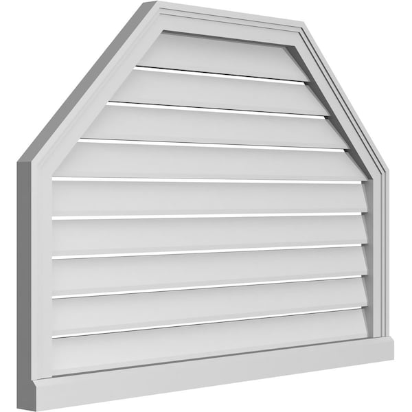Ekena Millwork Octagonal Top Surface Mount PVC Gable Vent w/ 2"W x 2"P Brickmould Sill Frame, 40"W x 28"H - GVPOT40X2803SF