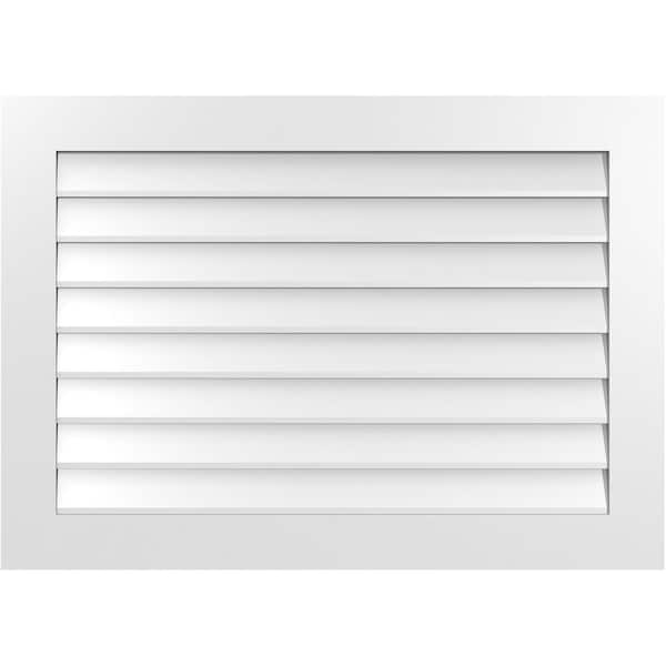 Ekena Millwork Vertical Surface Mount PVC Gable Vent: Non-Functional, w/3-1/2"W x 1"H, Standard Frame, 42"W x 30"H - GVPVE42X3001SN