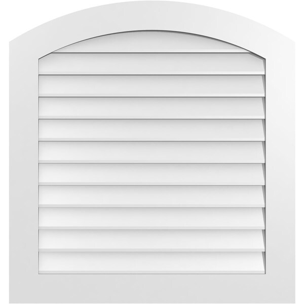 Ekena Millwork Arch Top Surface Mount PVC Gable Vent: Functional, w/ 3-1/2"W x 1"P Standard Frame, 34"W x 36"H - GVPAR34X3601SF