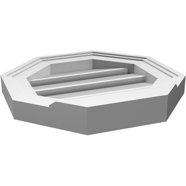 Ekena Millwork Octagonal Surface Mount PVC Gable Vent: Functional, w/ 2"W x 2"P Brickmould Sill Frame, 14"W x 14"H - GVPOC14X1403SF
