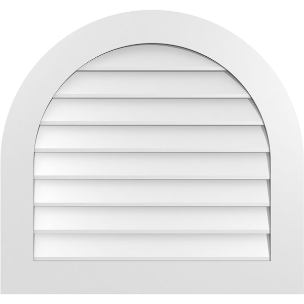 Ekena Millwork Round Top Surface Mount PVC Gable Vent: Non-Functional, w/ 3-1/2"W x 1"P Standard Frame, 32"W x 30"H - GVPRT32X3001SN