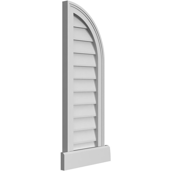 Ekena Millwork Quarter Round Top Right Surface Mount PVC Gable Vent w/ 2"W x 2"P Brickmould Sill Frame, 12"W x 34"H - GVPQR12X3403SN