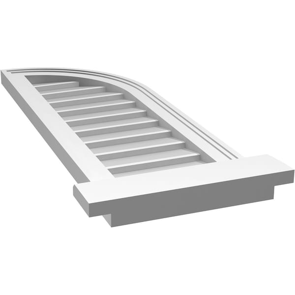 Ekena Millwork Quarter Round Top Right Surface Mount PVC Gable Vent w/ 2"W x 2"P Brickmould Sill Frame, 12"W x 34"H - GVPQR12X3403SN
