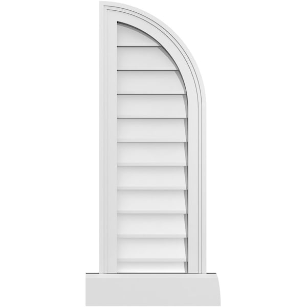 Ekena Millwork Quarter Round Top Right Surface Mount PVC Gable Vent w/ 2"W x 2"P Brickmould Sill Frame, 12"W x 34"H - GVPQR12X3403SN