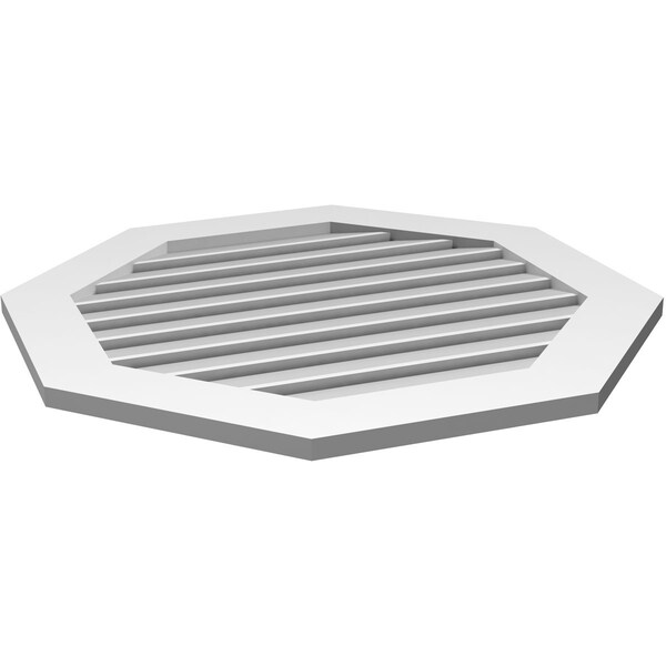 Ekena Millwork Octagonal Surface Mount PVC Gable Vent: Functional, w/ 3-1/2"W x 1"P Standard Frame, 32"W x 32"H - GVPOC32X3201SF