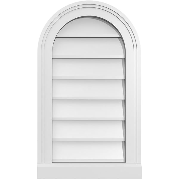 Ekena Millwork Round Top Surface Mount PVC Gable Vent w/ 2"W x 2"P Brickmould Sill Frame, 14"W x 24"H - GVPRT14X2403SN