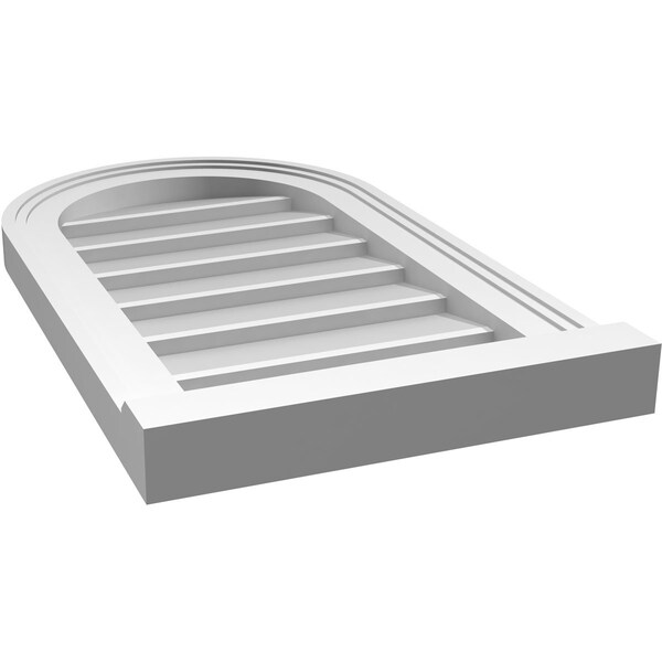 Ekena Millwork Round Top Surface Mount PVC Gable Vent w/ 2"W x 2"P Brickmould Sill Frame, 14"W x 24"H - GVPRT14X2403SN
