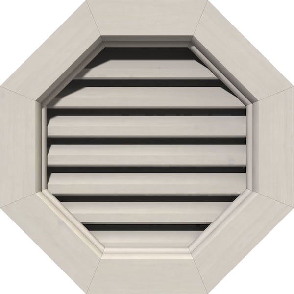 Ekena Millwork Octagonal Gable Vent, Functional, Western Red Cedar Gable Vent w/Brick Mould Face Frame, 32"W x 32"H - GVWOC32X3200SFPWR