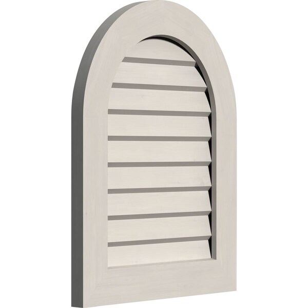 Ekena Millwork Round Top Gable Vent Primed, Non-Functional, Pine Gable Vent w/ Decorative Face Frame, 30"W x 30"H - GVWRT30X3002SDPPI
