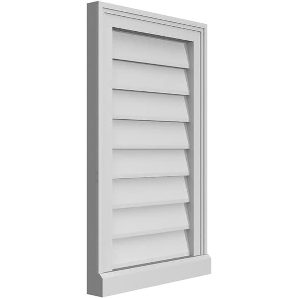 Ekena Millwork Vertical Surface Mount PVC Gable Vent w/ 2"W x 2"H , Brickmould Sill Frame, 16"W x 26"H - GVPVE16X2603SN