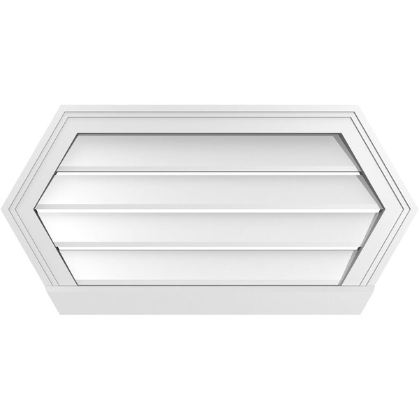 Ekena Millwork Half Round Surface Mount PVC Gable Vent: Functional, w/ 2"W x 2"P Brickmould Sill Frame, 30"W x 15"H - GVPHR30X1503SF