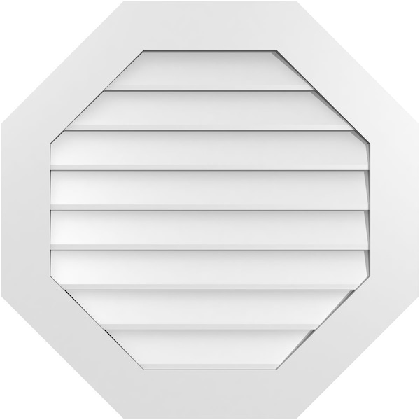 Ekena Millwork Octagonal Surface Mount PVC Gable Vent: Non-Functional, w/ 3-1/2"W x 1"P Standard Frame, 30"W x 30"H - GVPOC30X3001SN