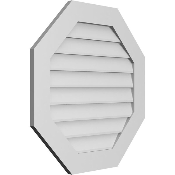 Ekena Millwork Octagonal Surface Mount PVC Gable Vent: Non-Functional, w/ 3-1/2"W x 1"P Standard Frame, 30"W x 30"H - GVPOC30X3001SN