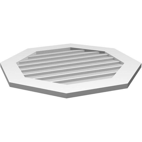 Ekena Millwork Octagonal Surface Mount PVC Gable Vent: Non-Functional, w/ 3-1/2"W x 1"P Standard Frame, 30"W x 30"H - GVPOC30X3001SN