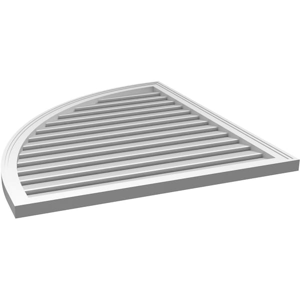 Ekena Millwork Quarter Round Top Left Surface Mount PVC Gable Vent w/ 2"W x 1-1/2"P Brickmould Frame, 36"W x 40"H - GVPQL36X4002SF