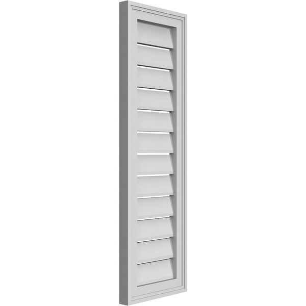 Ekena Millwork Vertical Surface Mount PVC Gable Vent: Functional, w/ 2"W x 1-1/2"P Brickmould Frame, 12"W x 38"H - GVPVE12X3802SF
