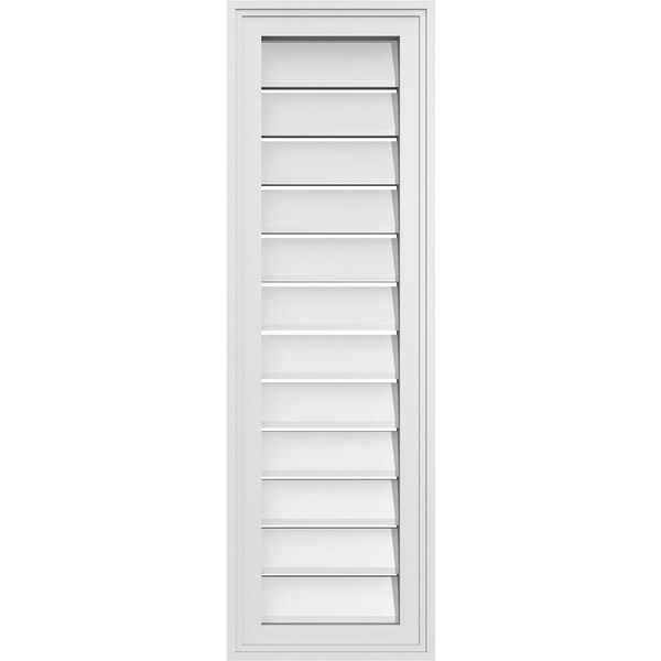 Ekena Millwork Vertical Surface Mount PVC Gable Vent: Functional, w/ 2"W x 1-1/2"P Brickmould Frame, 12"W x 38"H - GVPVE12X3802SF