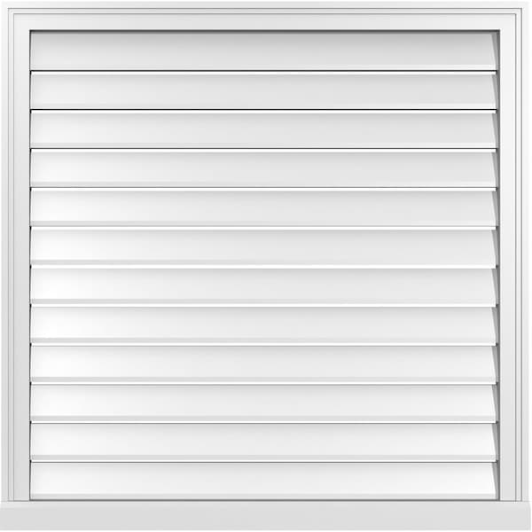 Ekena Millwork Vertical Surface Mount PVC Gable Vent: Functional, w/ 2"W x 2"P Brickmould Sill Frame, 38"W x 38"H - GVPVE38X3803SF