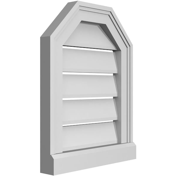 Ekena Millwork Octagonal Top Surface Mount PVC Gable Vent w/ 2"W x 2"P Brickmould Sill Frame, 14"W x 18"H - GVPOT14X1803SF