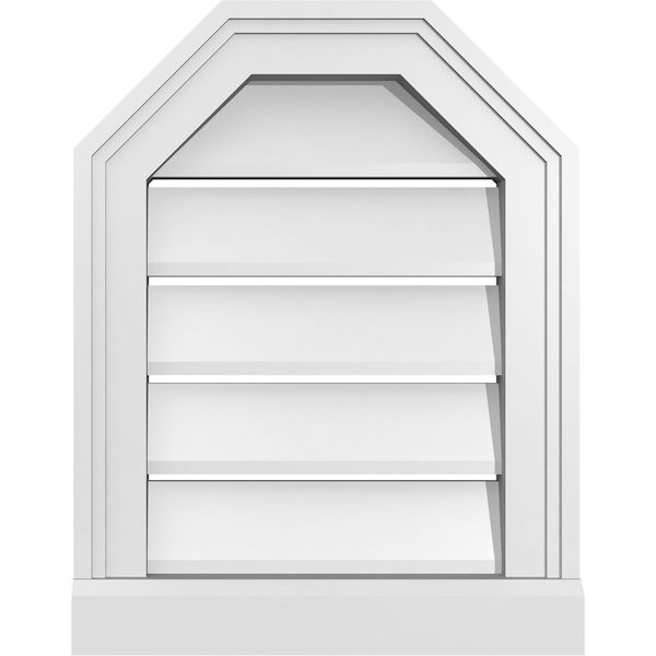 Ekena Millwork Octagonal Top Surface Mount PVC Gable Vent w/ 2"W x 2"P Brickmould Sill Frame, 14"W x 18"H - GVPOT14X1803SF