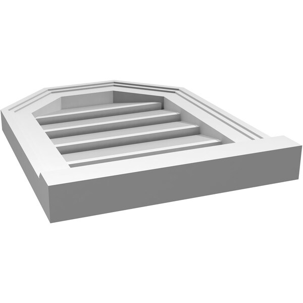 Ekena Millwork Octagonal Top Surface Mount PVC Gable Vent w/ 2"W x 2"P Brickmould Sill Frame, 14"W x 18"H - GVPOT14X1803SF