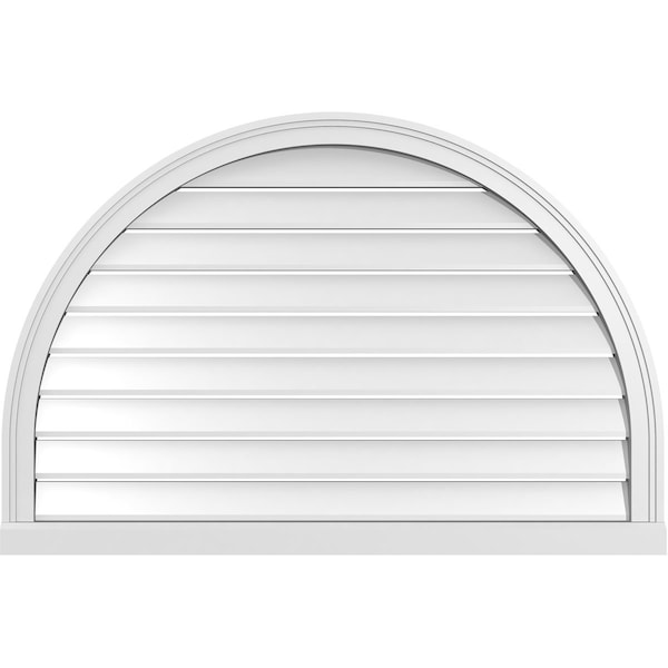 Ekena Millwork Round Top Surface Mount PVC Gable Vent: Functional, w/ 2"W x 2"P Brickmould Sill Frame, 42"W x 28"H - GVPRT42X2803SF