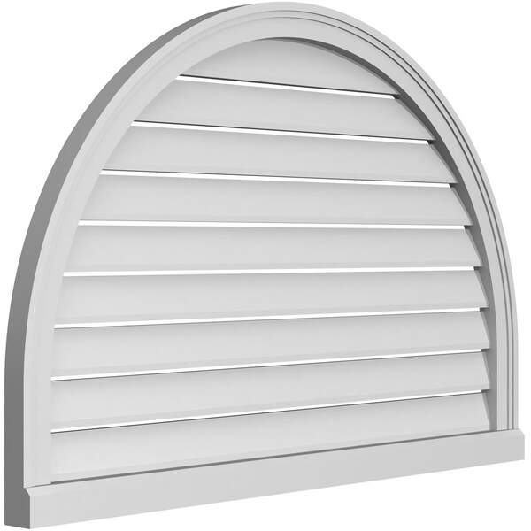 Ekena Millwork Round Top Surface Mount PVC Gable Vent: Functional, w/ 2"W x 2"P Brickmould Sill Frame, 42"W x 28"H - GVPRT42X2803SF